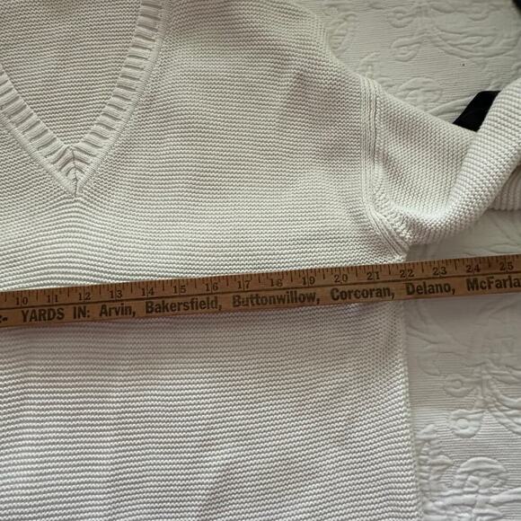 Everlane Women's white 100% Cotton chunky  Knit Ribbed Sweater Size Large - Picture 7 of 8